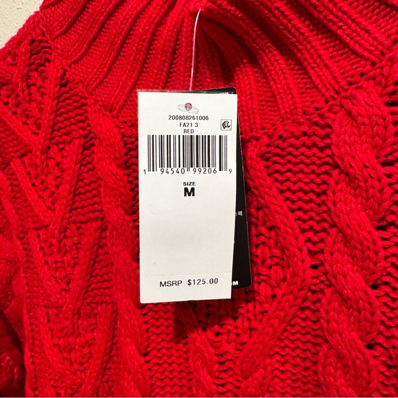 NWT Ralph Lauren Red Cable Knit Crewneck Sweater M - Picture 5 of 10